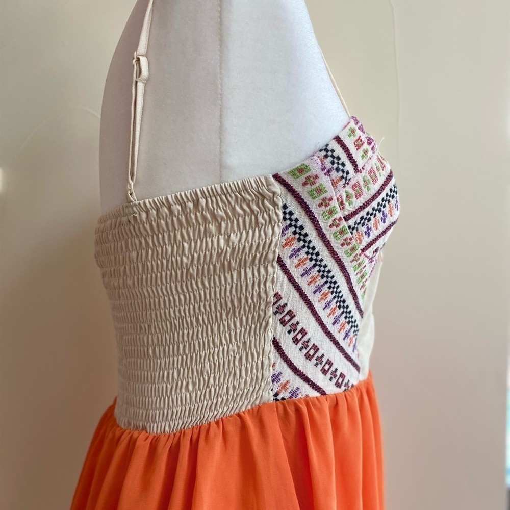 Flying Tomato Boho Embroidered Bustier Corset Top Orange Summer Dress Small - Picture 9 of 15